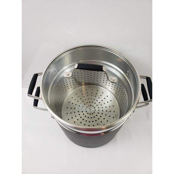 Calphalon Select 8qt Hard Anodized Nonstick Pan Pot Steamer Pasta Cooker Lit - Picture 2 of 10